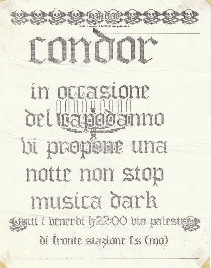  80s Goths in Italy flyer da quelli che andavano al vecchio condor